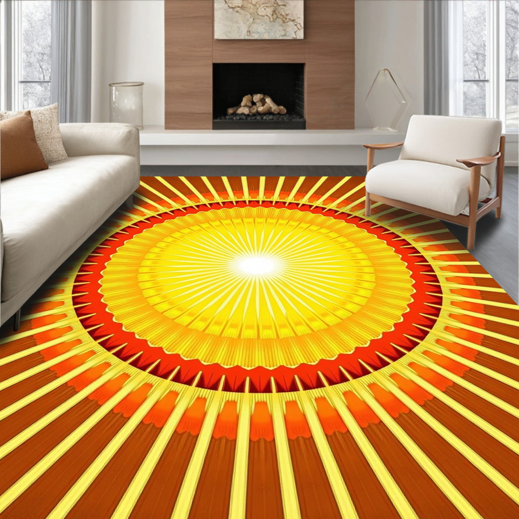 Radiant Sunburst Geometric Pattern Rug