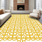 Ornate Yellow Lattice Pattern Rug