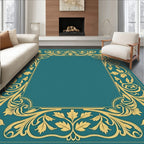 Elegant Gold Leaf Border Design Rug