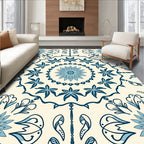 Pale Blue Floral Mandala Medallion Rug