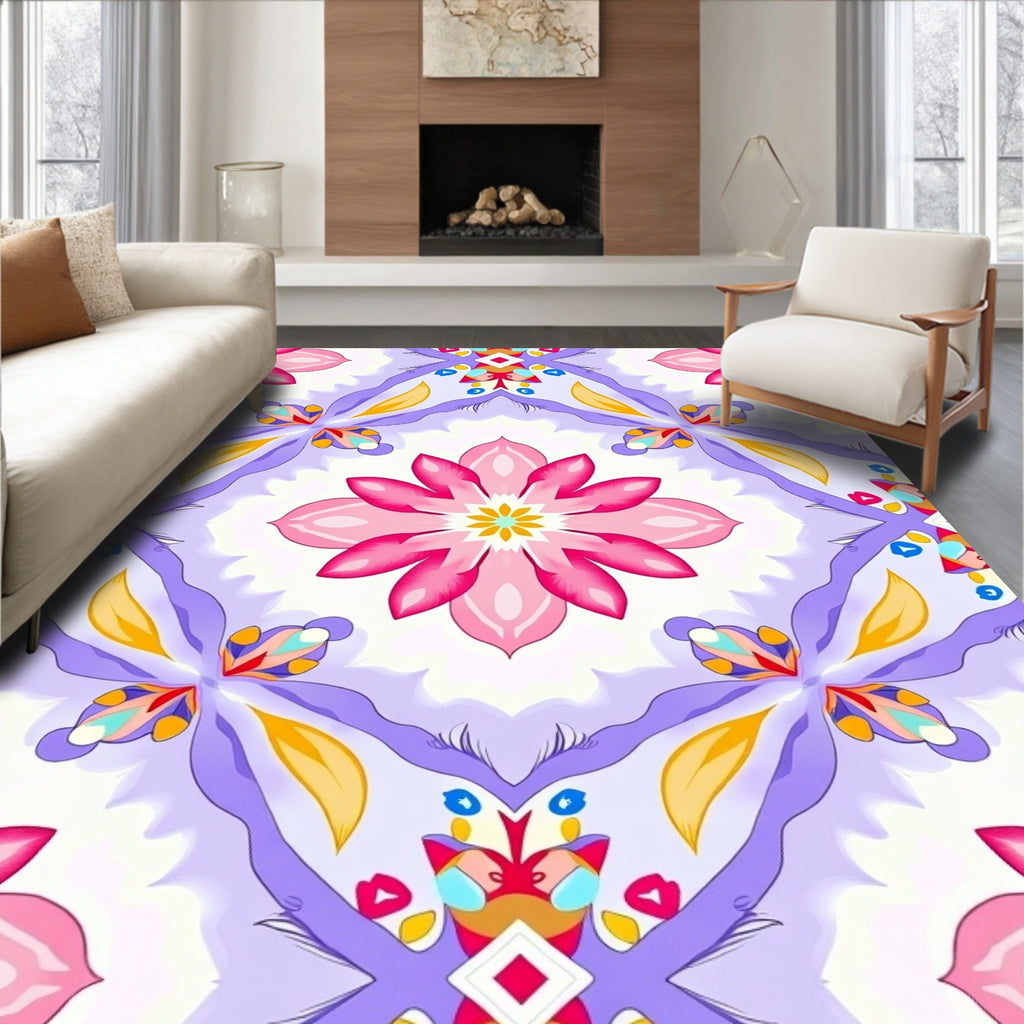 Pink And Purple Floral Medallion Rug