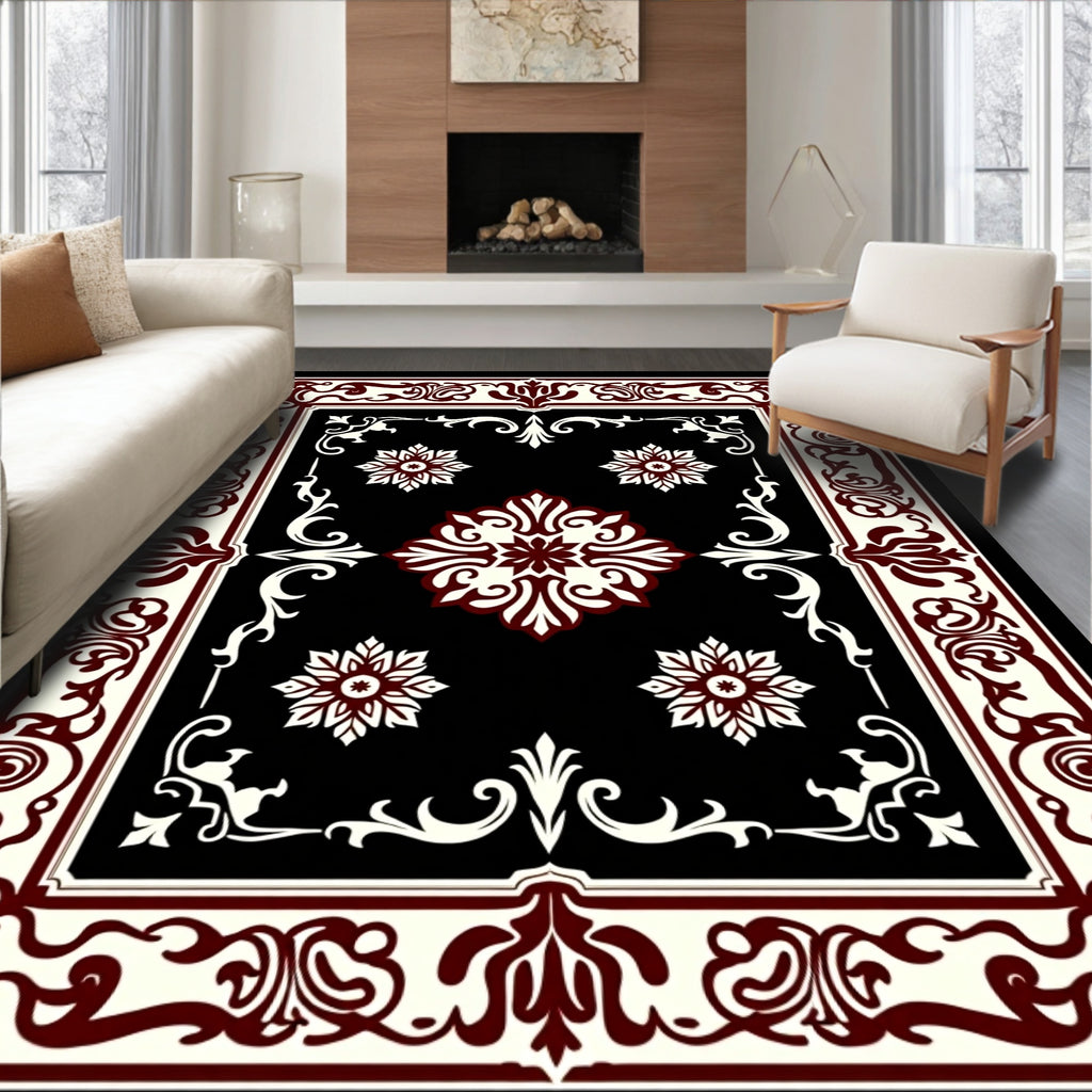 Rich Traditional Floral Scrollwork Design Rug