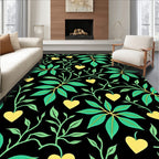 Whimsical Yellow Heart Leaf Vines Rug