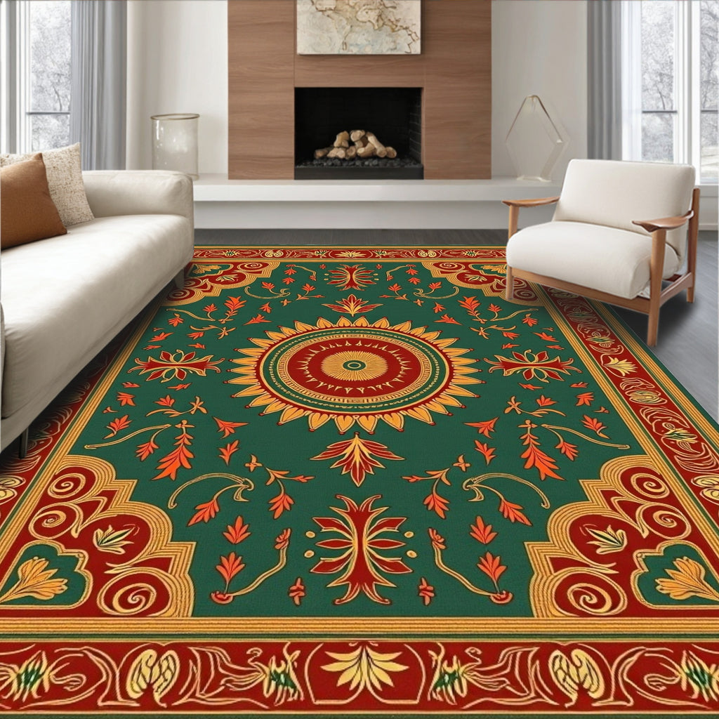 Ornate Sunburst Floral Medallion Rug