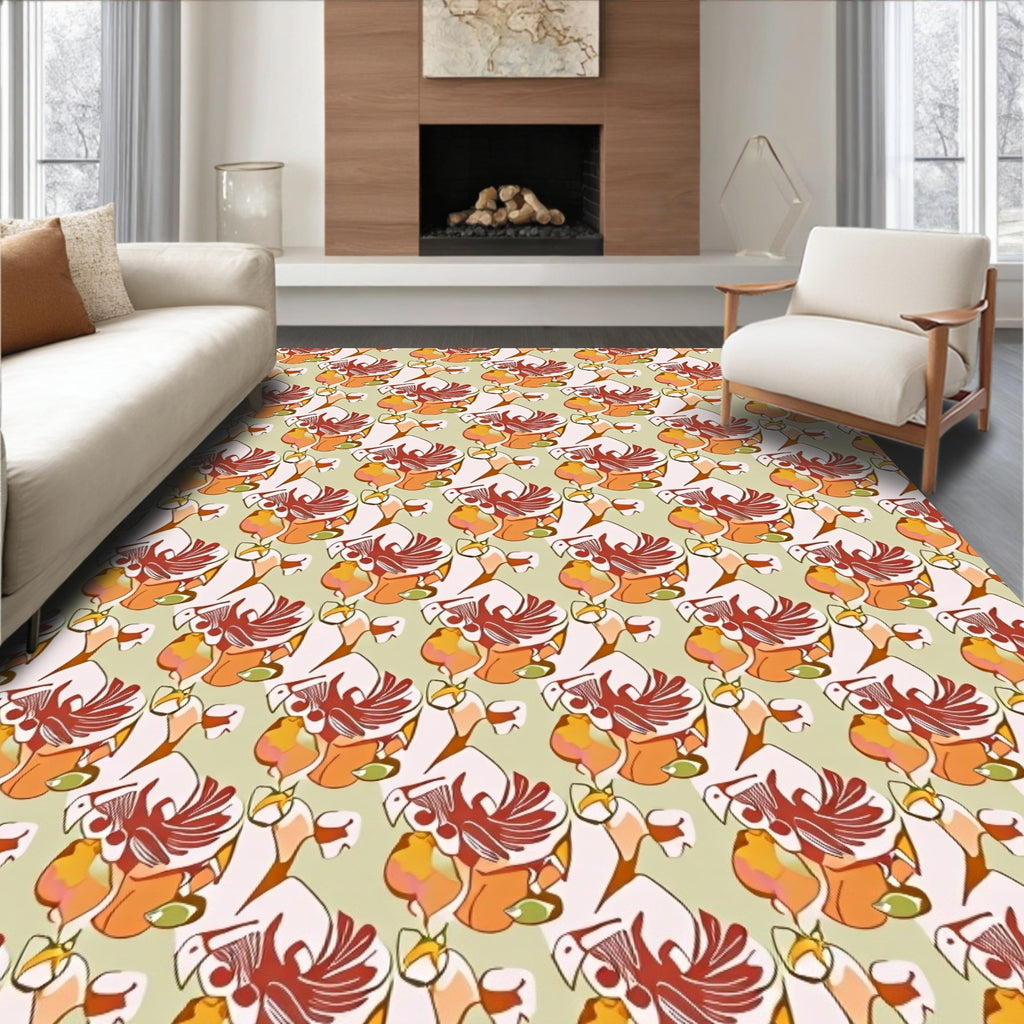 Whimsical Abstract Parrot Pattern Design Rug