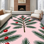 Christmas Pine and Red Berry Sprigs Rug