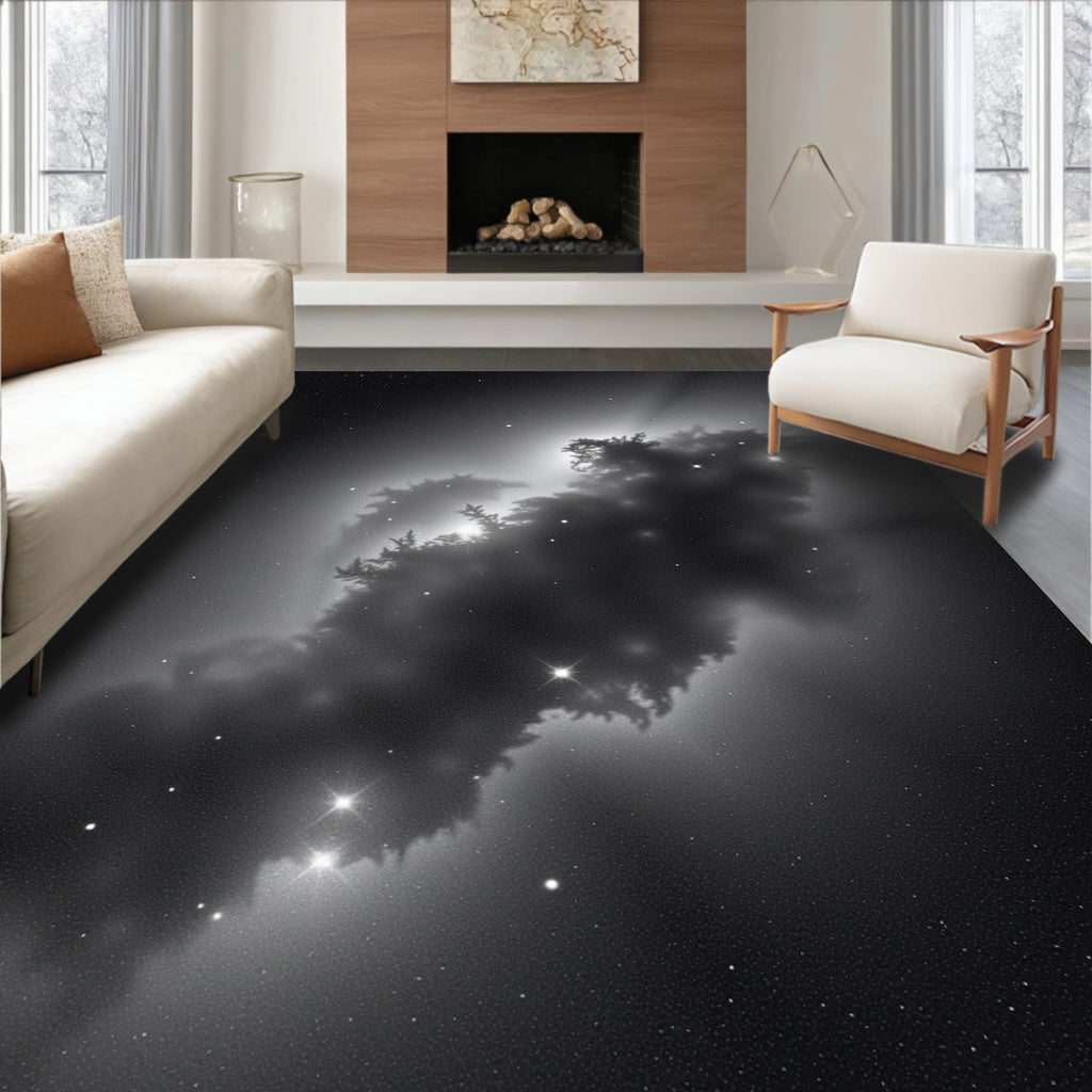 Cosmic Nebula with Starry Background Design Rug
