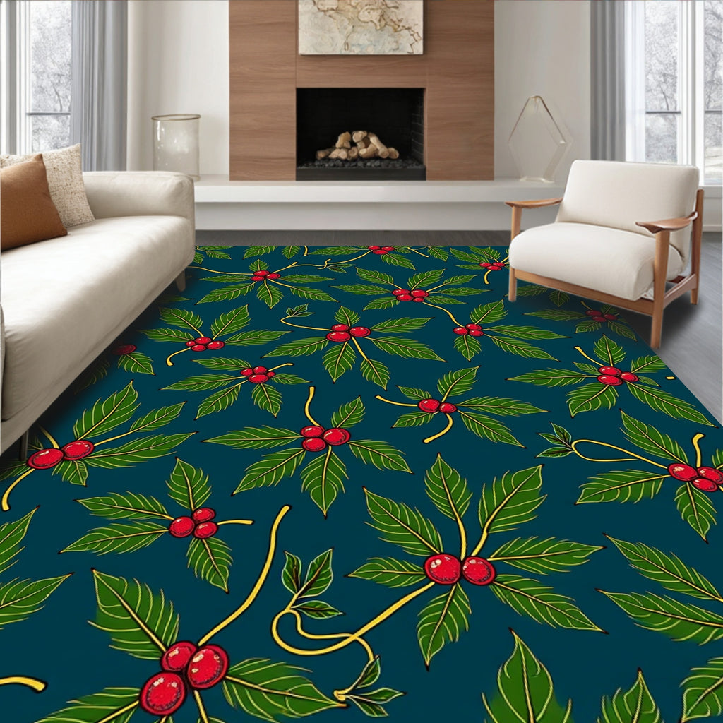 Evergreen Holly Berry Pattern Rug