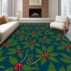 Evergreen Holly Berry Pattern Rug