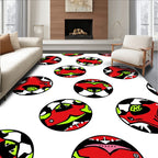 Gritty Red Lime Abstract Circles Rug