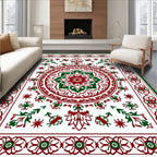 Red Green Vintage Geometric Medallion Rug