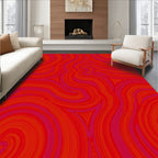 Vibrant Red Swirl Geometric Pattern Rug