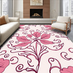 Pink Floral Vine Swirl Pattern Rug