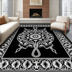 Monochromatic Intricate Circular Mandala Design Rug