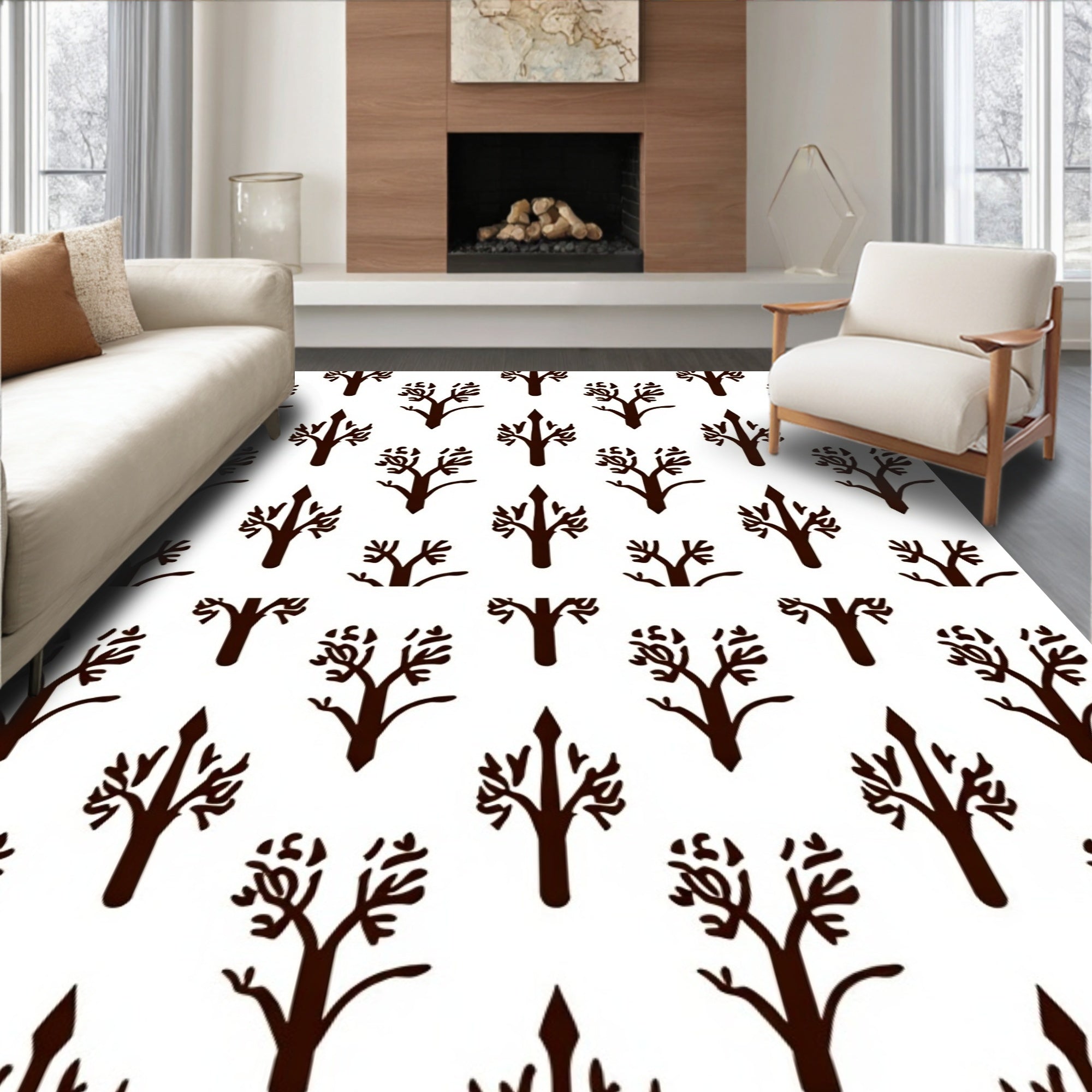 Stylized Tree Pattern Design Rug