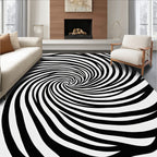 Abstract Swirl Black White Rug