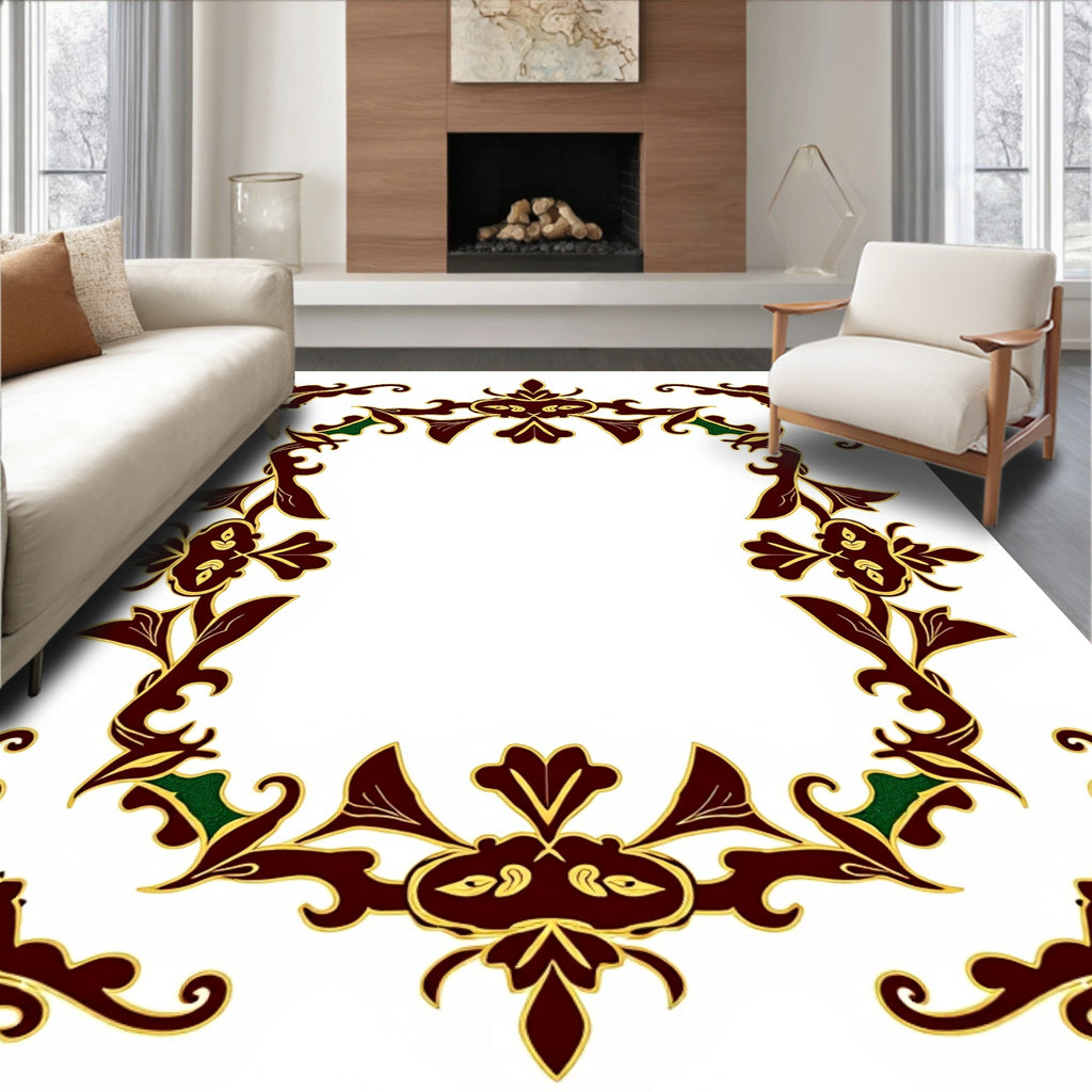Ornate Floral Scrollwork Design Rug