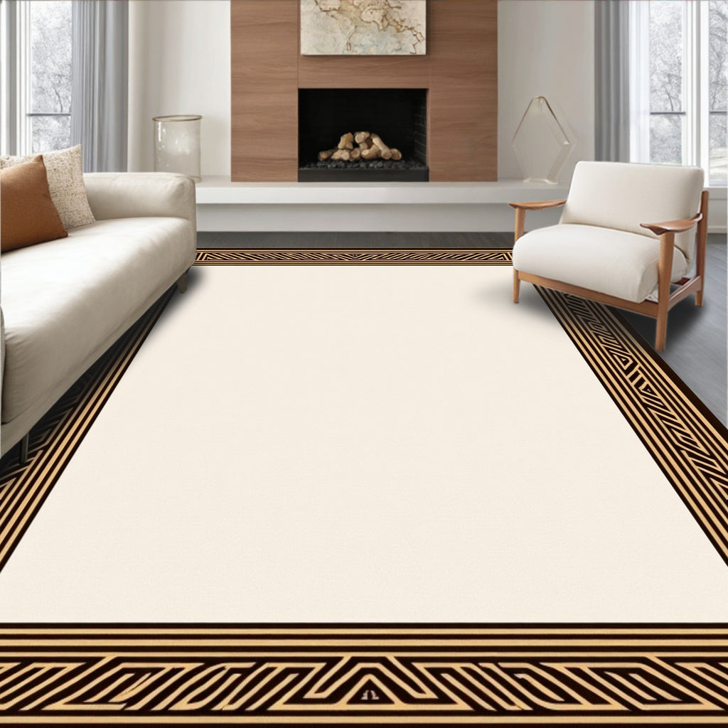 Geometric Maze Line Art Rug