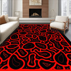 Bold Red Organic Lines Pattern Rug