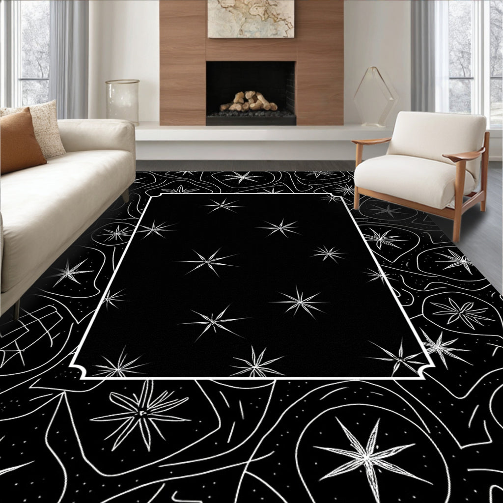 Abstract Starburst Wavy Lines Design Rug