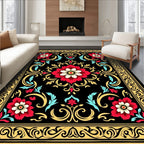 Bold Floral Scrollwork Ornamental Design Rug