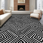 Abstract Linear Geometric Maze Pattern Rug