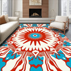Vibrant Folk Art Mandala Pattern Rug