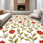 Rustic Red Flower And Leaf Pattern Rug