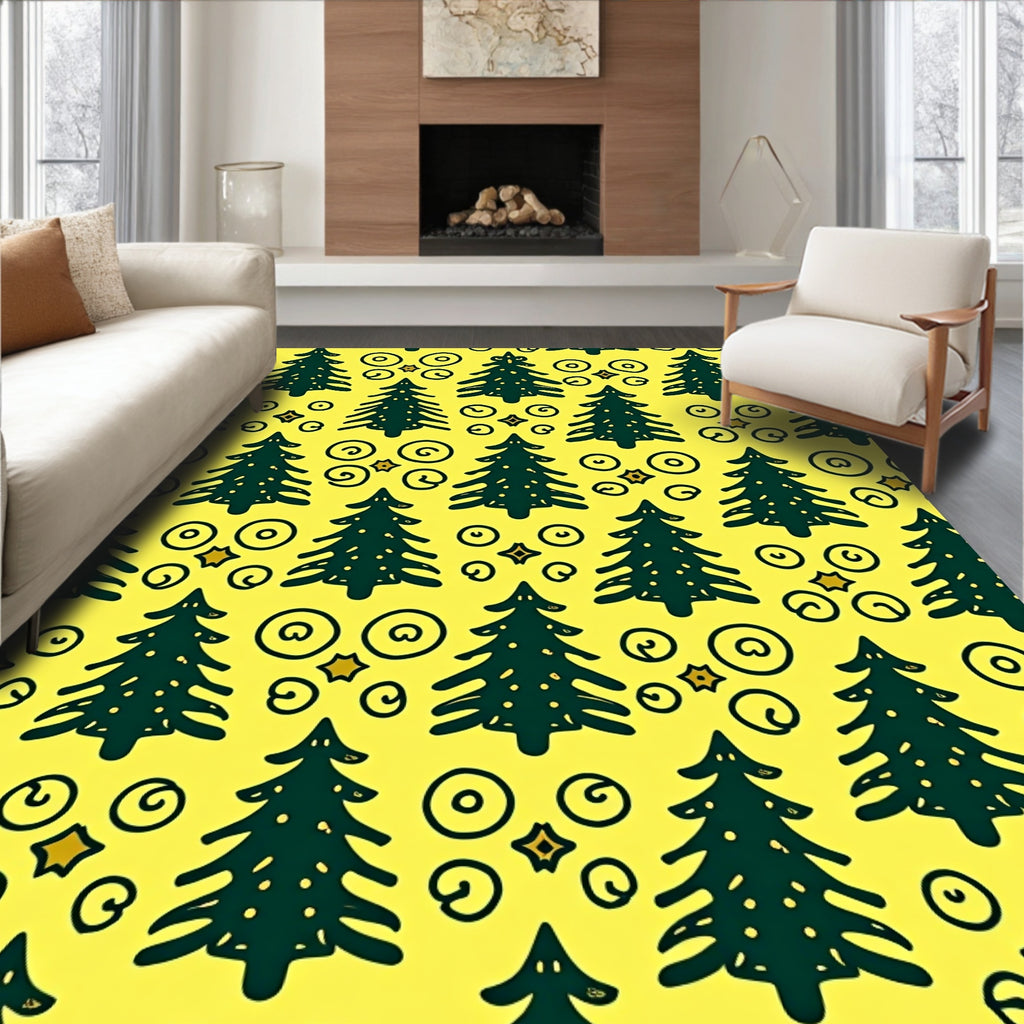 Christmas Tree Swirl Sparkle Pattern Rug