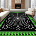 Striking Black White Spiderweb Jewel Rug