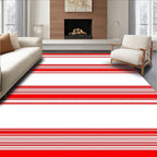 Red And White Stripe Pattern Rug