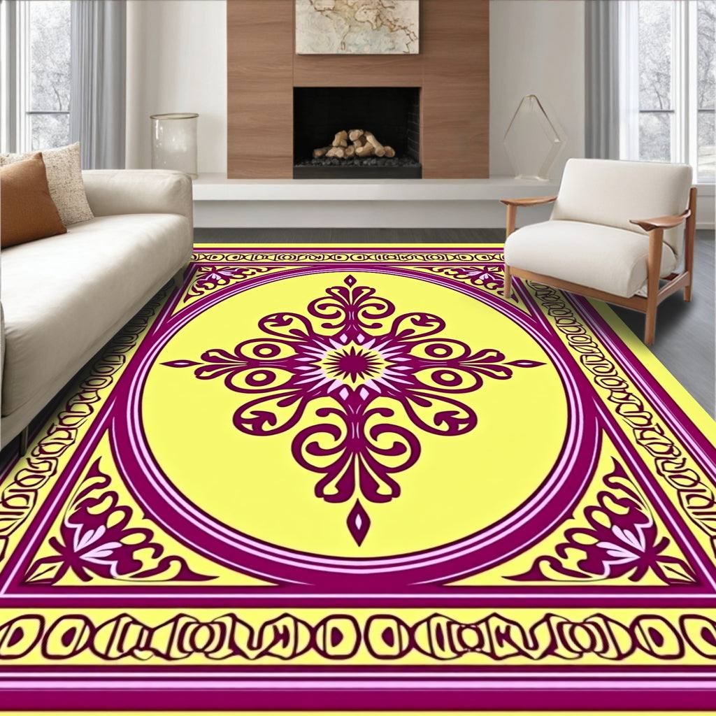 Floral Medallion Patterned Textile Rug