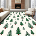 Green Pine Forest Scattered Trees Rug