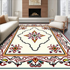 Ornate Floral Medallion Border Design Rug