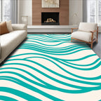 Teal Wavy Flow Design Rug