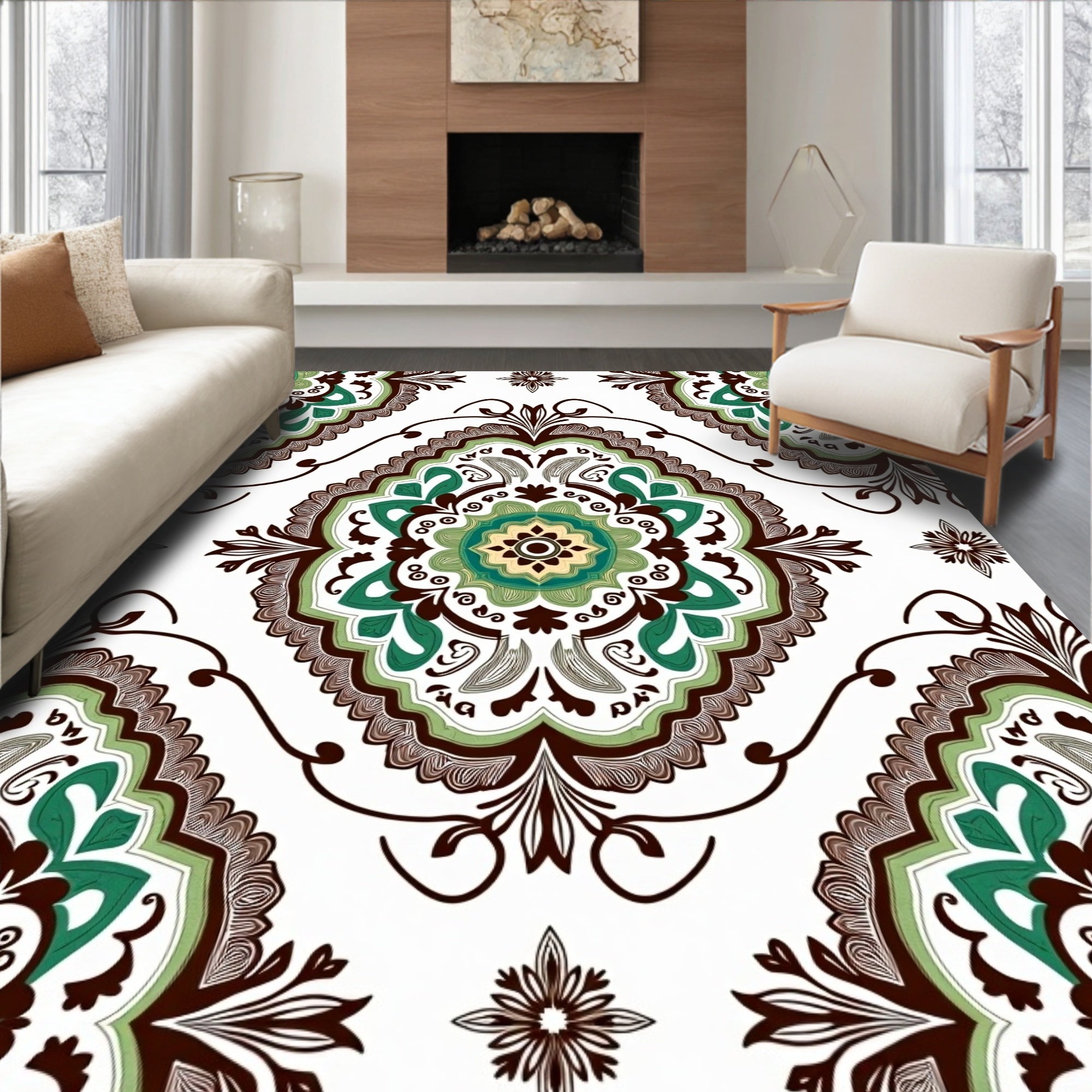 Intricate Floral Medallion Pattern Design Rug