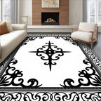 Intricate Scrollwork With Geometric Centerpiece Rug