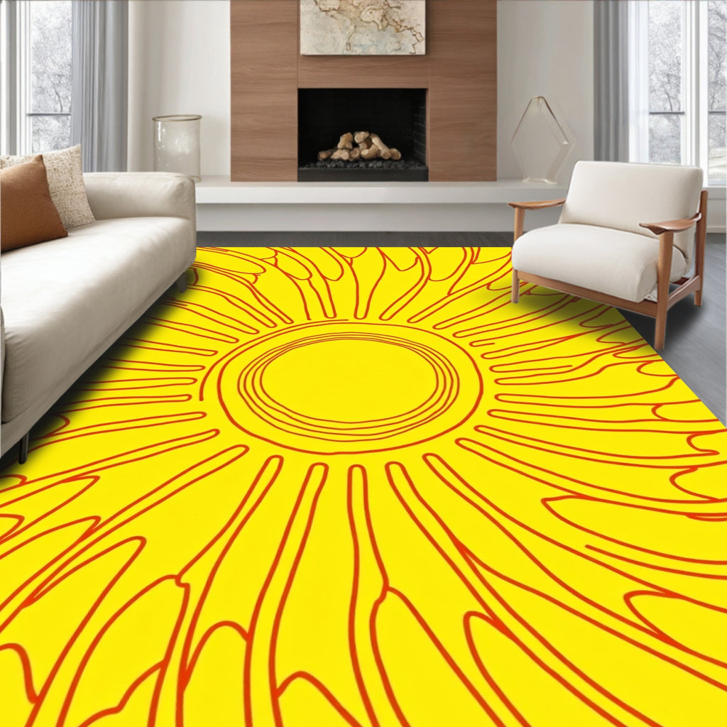 Concentric Sun Rays Pattern Rug