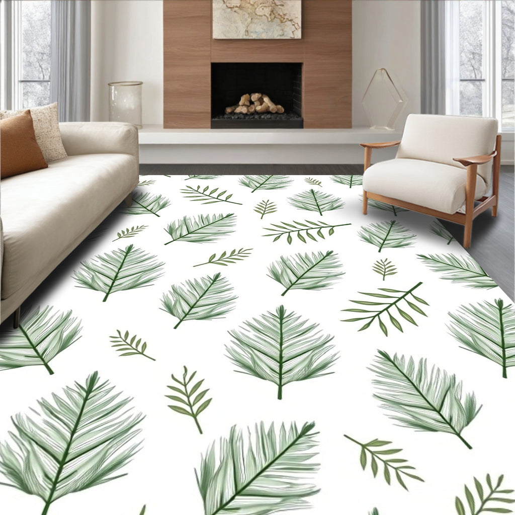 Green Tropical Leaf Scatter Rug