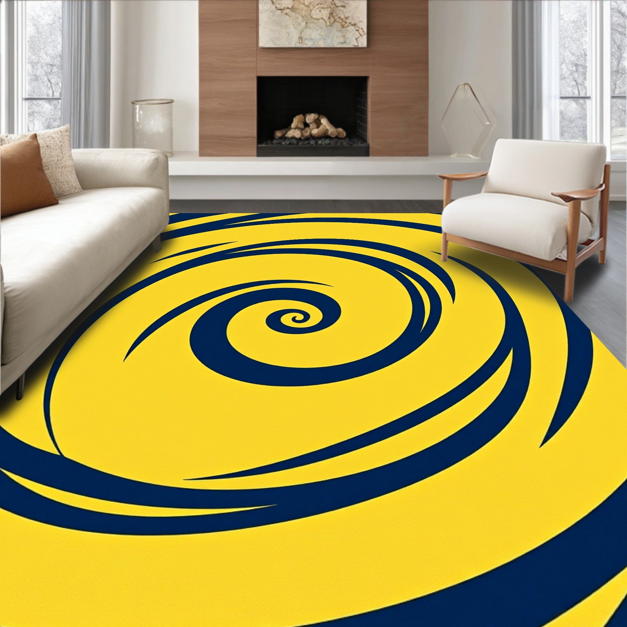 Bold Wavy Swirl Pattern Rug