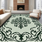 Ornate Floral Centerpiece Scrollwork Rug