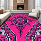 Vibrant Pink Floral Mandala Medallion Rug