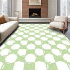 Distressed Checkered Pattern Rug
