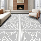 Monochromatic Abstract Line Art Pattern Rug