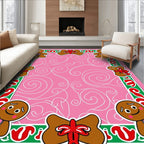 Pink Whimsical Gingerbread Man Cookie Design Rug