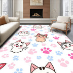 Cute Cat Paw Print Pattern Rug