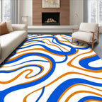 Swirling Blue and Orange Pattern Rug