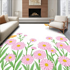 Pink Daisy Butterflies Garden Pattern Rug