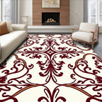 Rich Burgundy Classic Floral Damask Rug