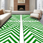 Green And White Abstract Geometric Design Rug